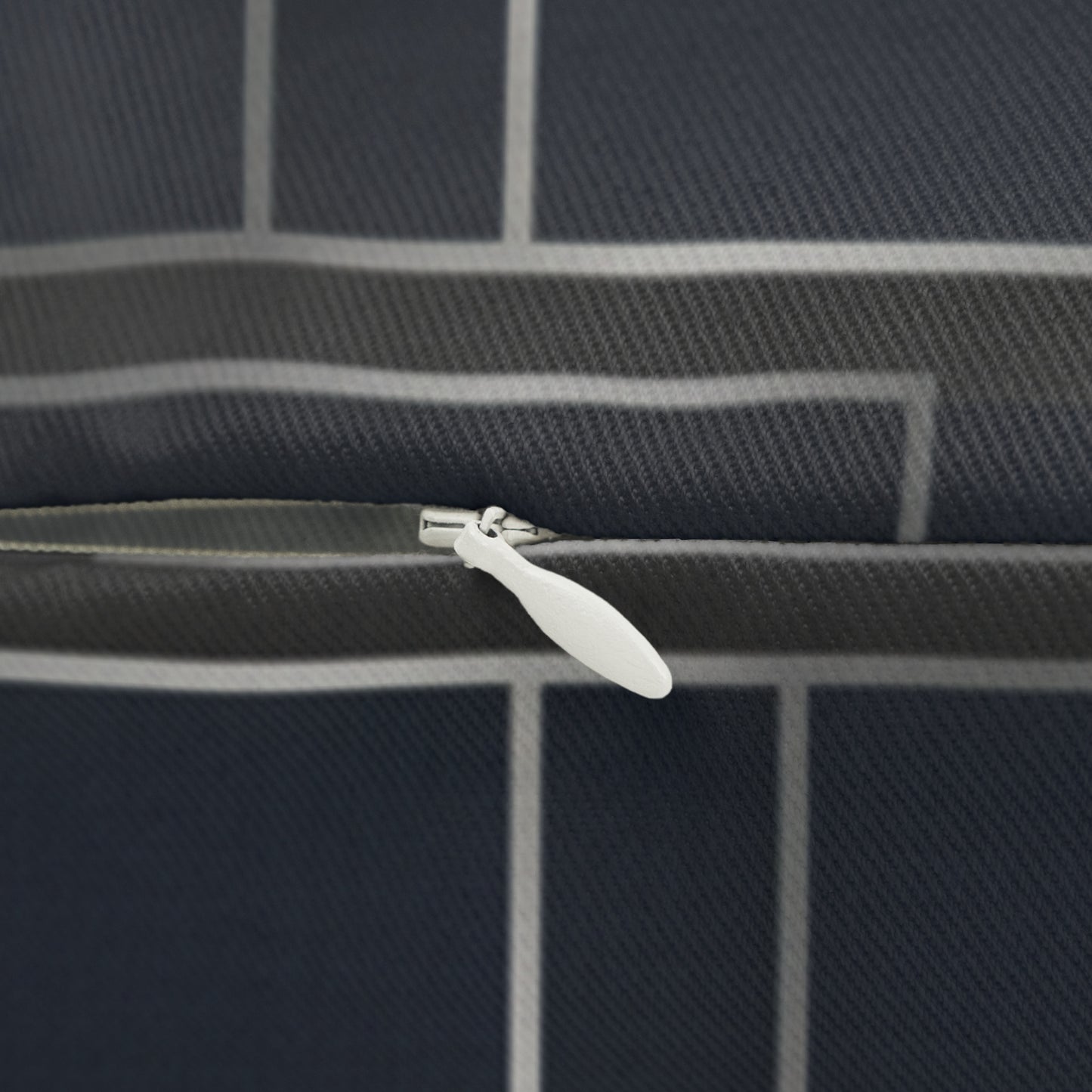 Modern Geometric Lumbar Pillow — Dark Blue Grid Accent Cushion