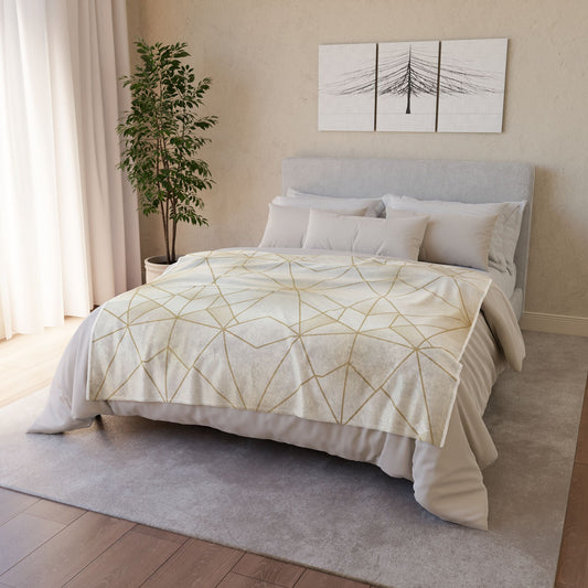 Geometric Gold Lines Plush Blanket — Elegant Modern Throw for Living Room & Bedroom