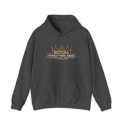 Discipline & Hustle Hoodie — “Royal Discipline” Front Logo, “Rise. Grind. Conquer.” Back Motivational Pullover
