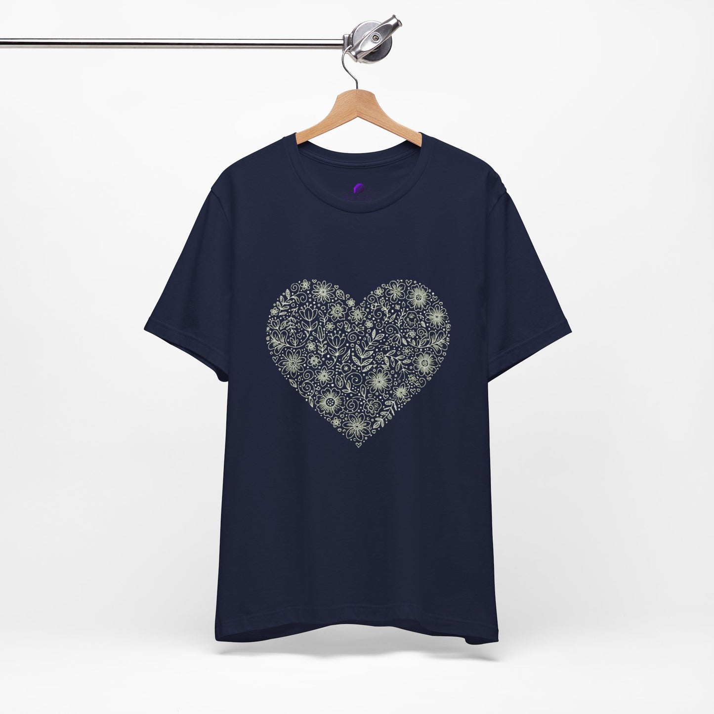 Floral Heart Tee — Delicate Botanical Heart Short Sleeve Shirt