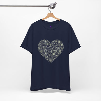 Floral Heart Tee — Delicate Botanical Heart Short Sleeve Shirt