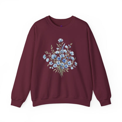 Blue Wildflower Bouquet Crewneck Sweatshirt