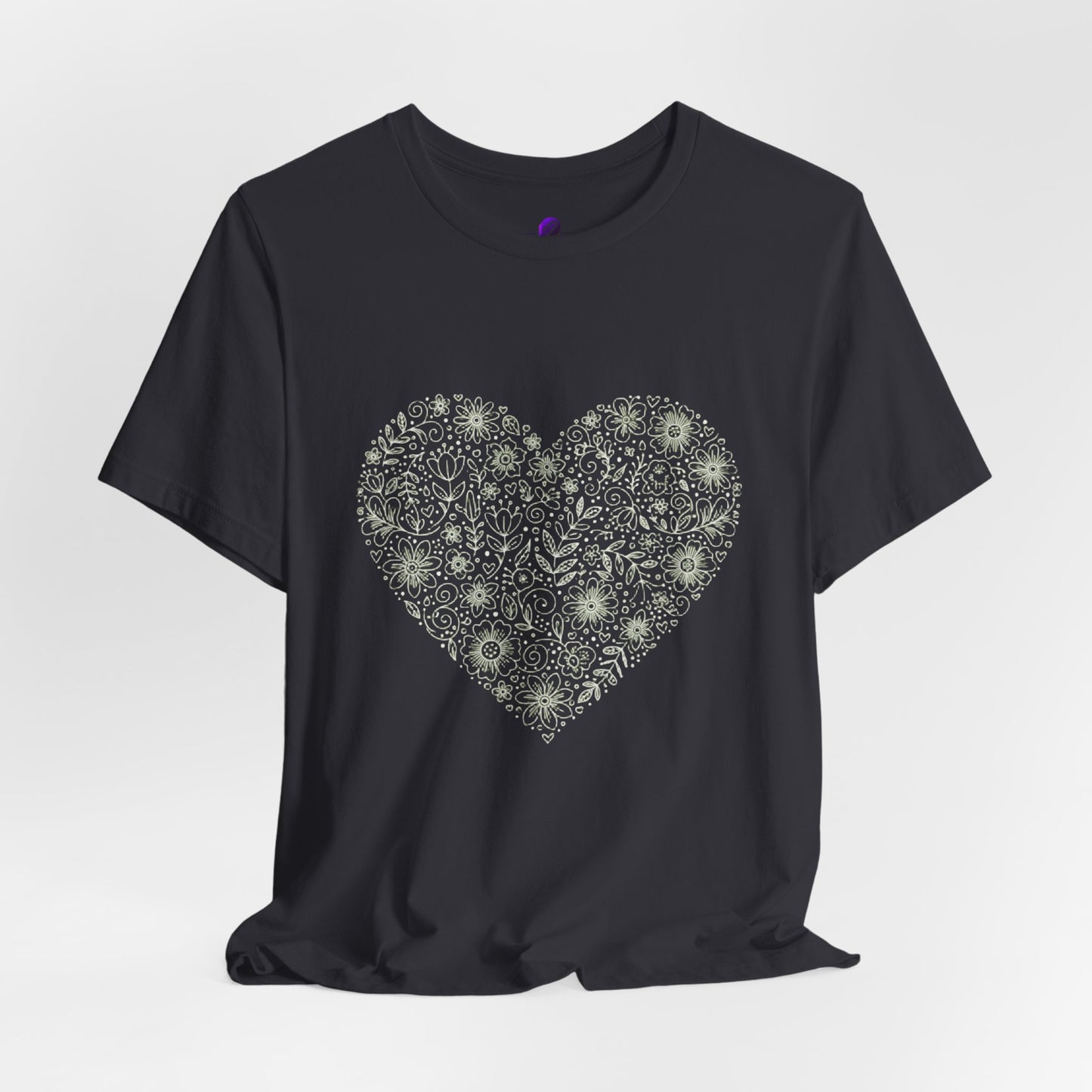 Floral Heart Tee — Delicate Botanical Heart Short Sleeve Shirt