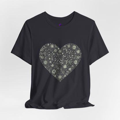 Floral Heart Tee — Delicate Botanical Heart Short Sleeve Shirt