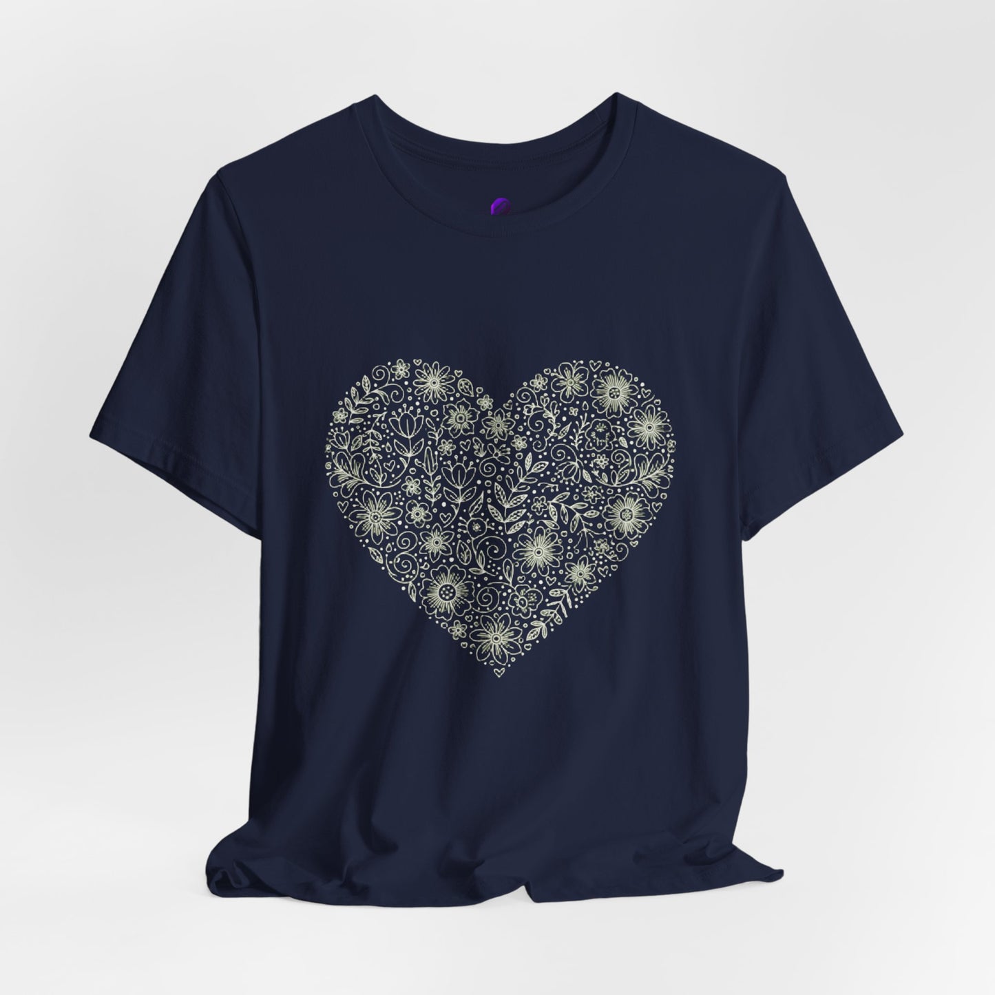 Floral Heart Tee — Delicate Botanical Heart Short Sleeve Shirt