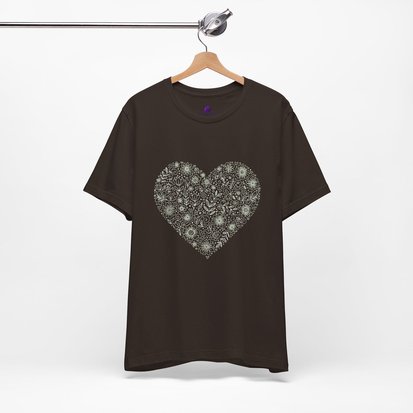 Floral Heart Tee — Delicate Botanical Heart Short Sleeve Shirt
