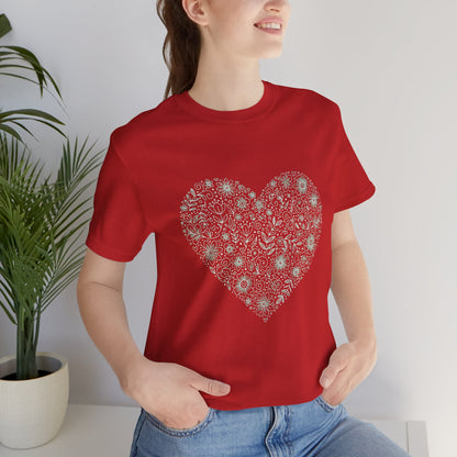 Floral Heart Tee — Delicate Botanical Heart Short Sleeve Shirt
