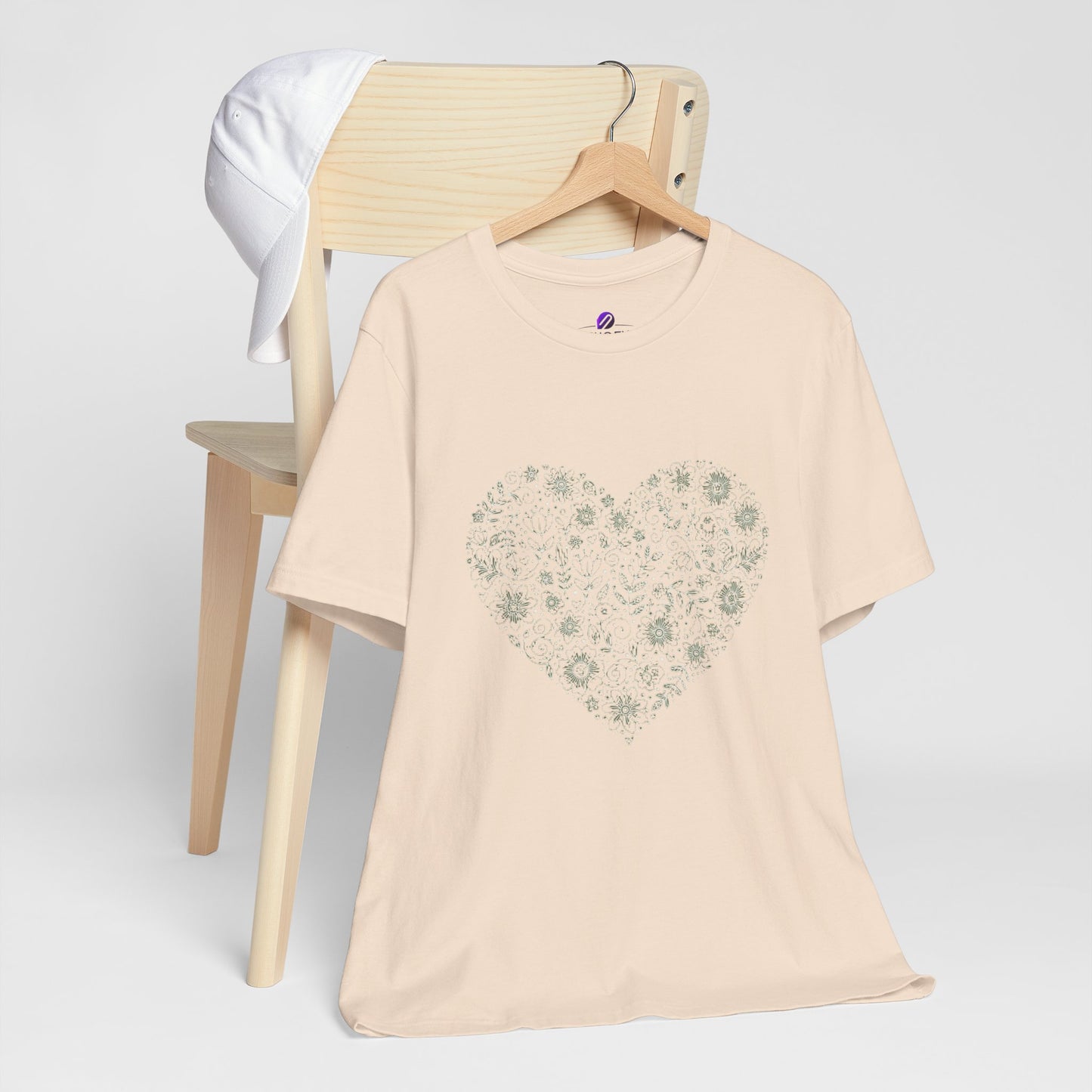 Floral Heart Tee — Delicate Botanical Heart Short Sleeve Shirt