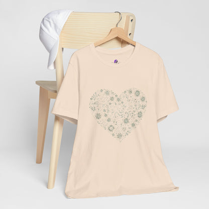 Floral Heart Tee — Delicate Botanical Heart Short Sleeve Shirt