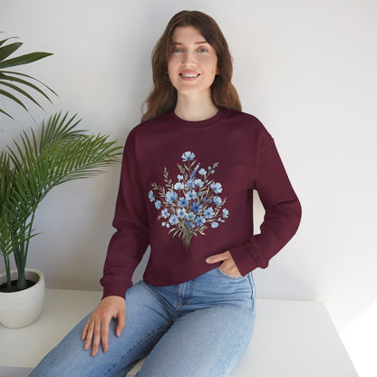 Blue Wildflower Bouquet Crewneck Sweatshirt