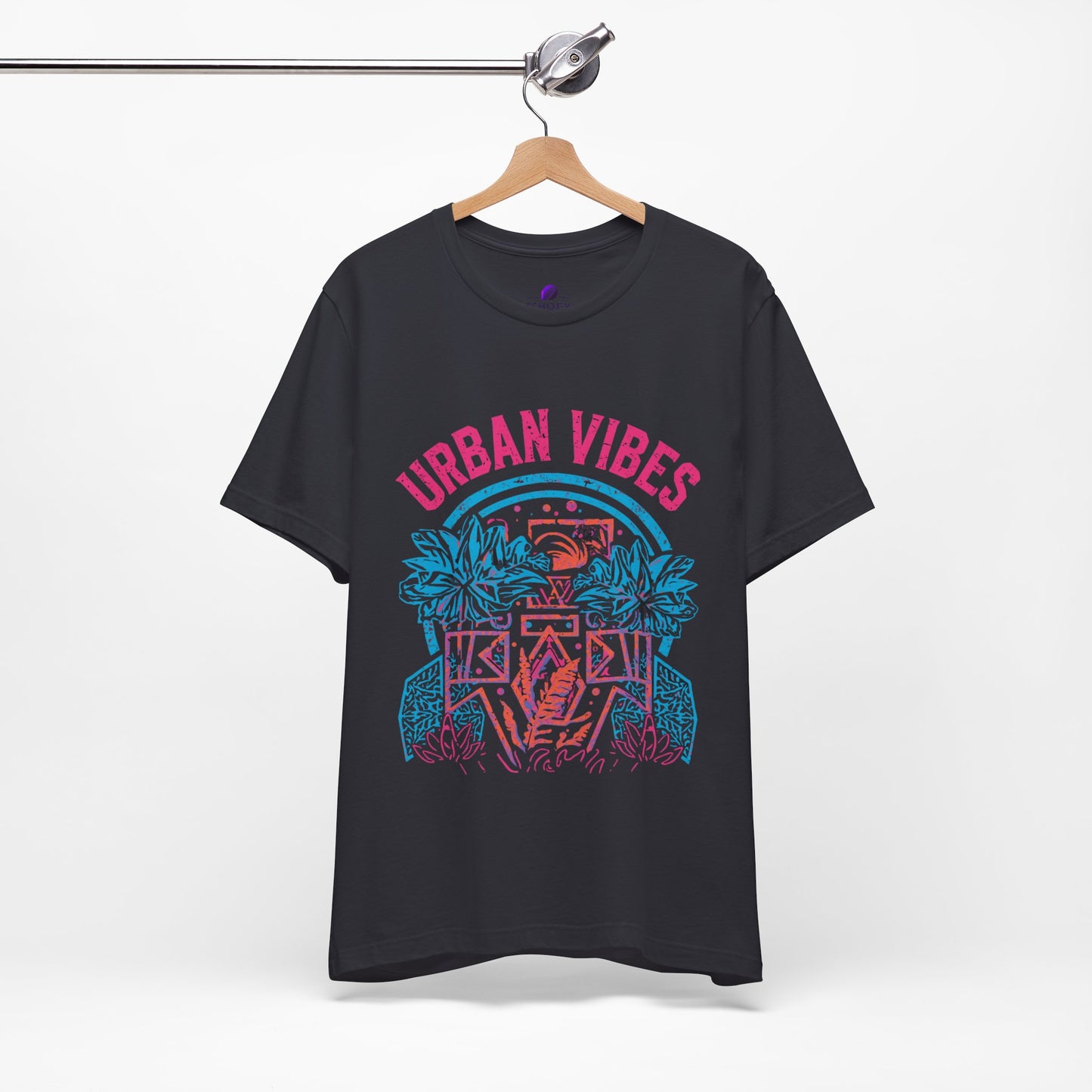 Urban Vibes Tee — Retro Neon Palm City Graphic T‑Shirt
