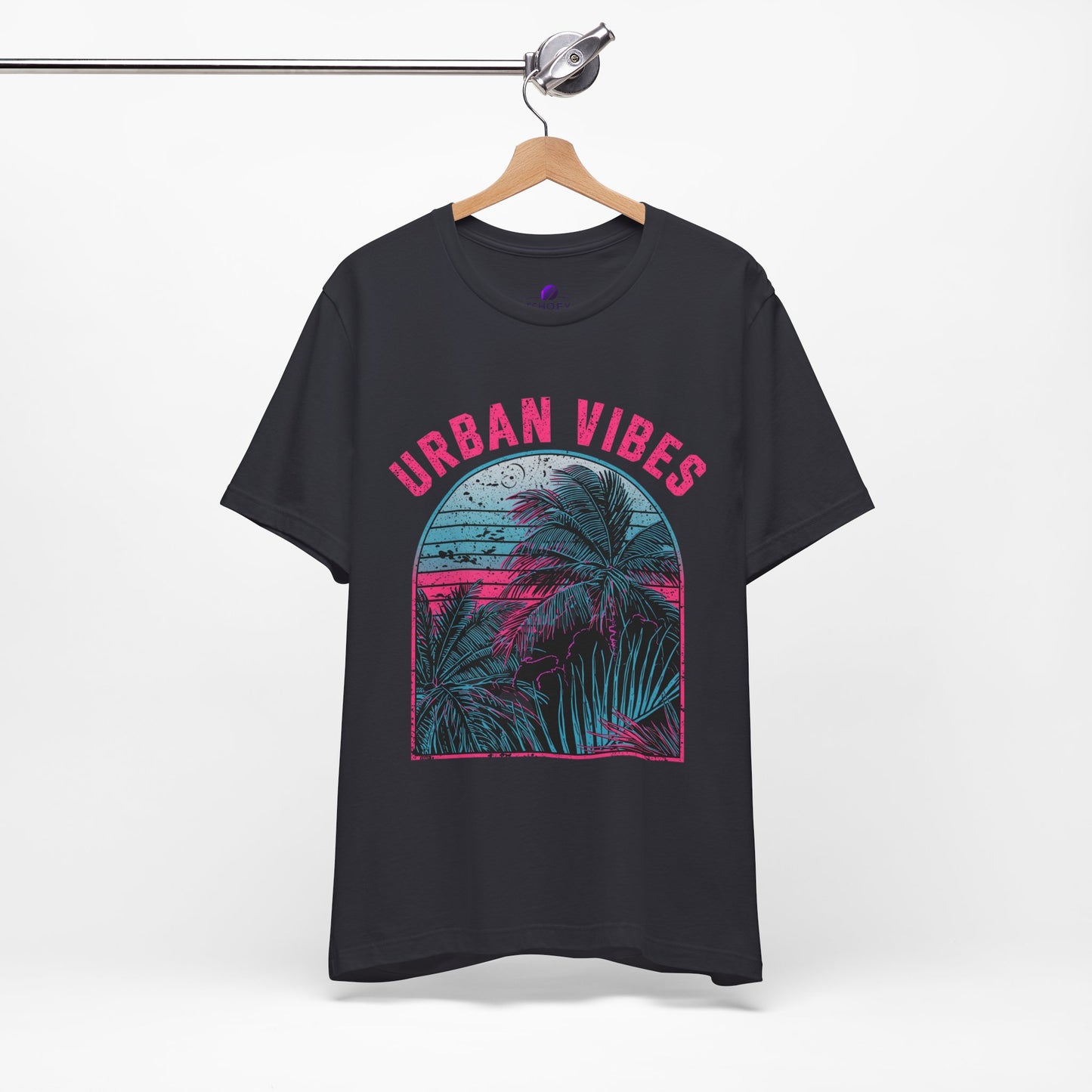 Urban Vibes Palm Tee — Retro Neon Tropical Graphic T-Shirt