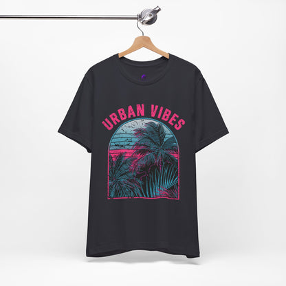 Urban Vibes Palm Tee — Retro Neon Tropical Graphic T-Shirt