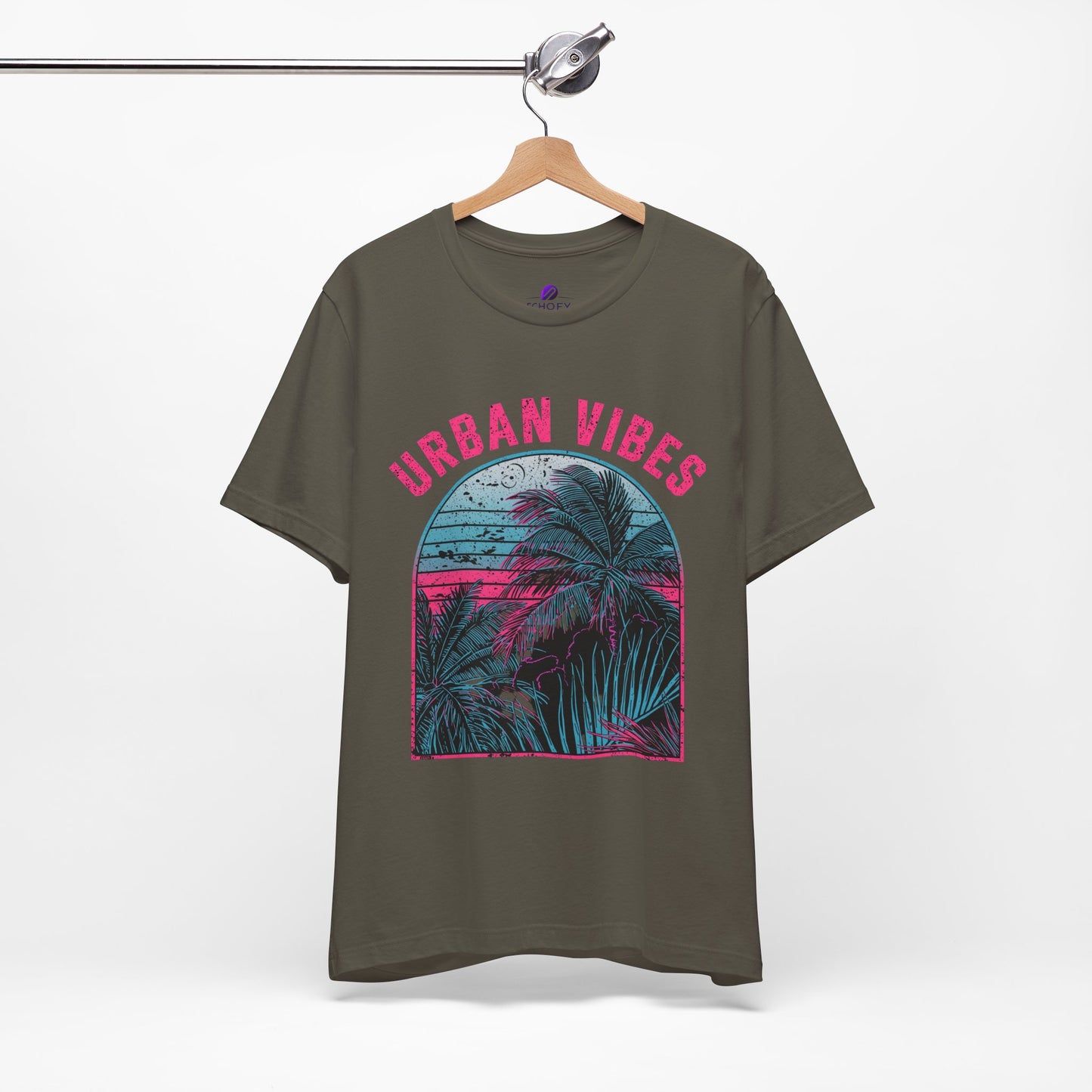 Urban Vibes Palm Tee — Retro Neon Tropical Graphic T-Shirt