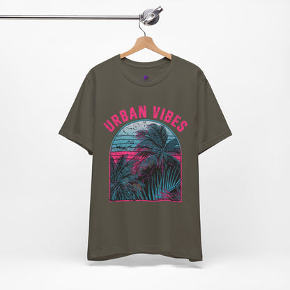 Urban Vibes Palm Tee — Retro Neon Tropical Graphic T-Shirt
