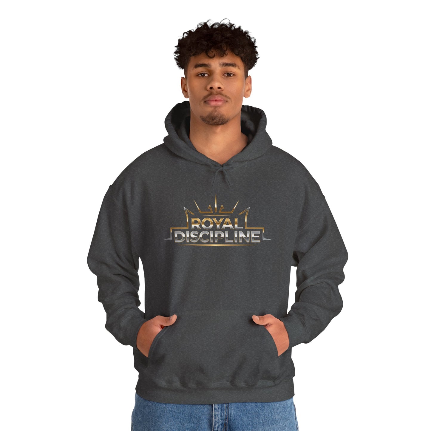 Discipline & Hustle Hoodie — “Royal Discipline” Front Logo, “Rise. Grind. Conquer.” Back Motivational Pullover