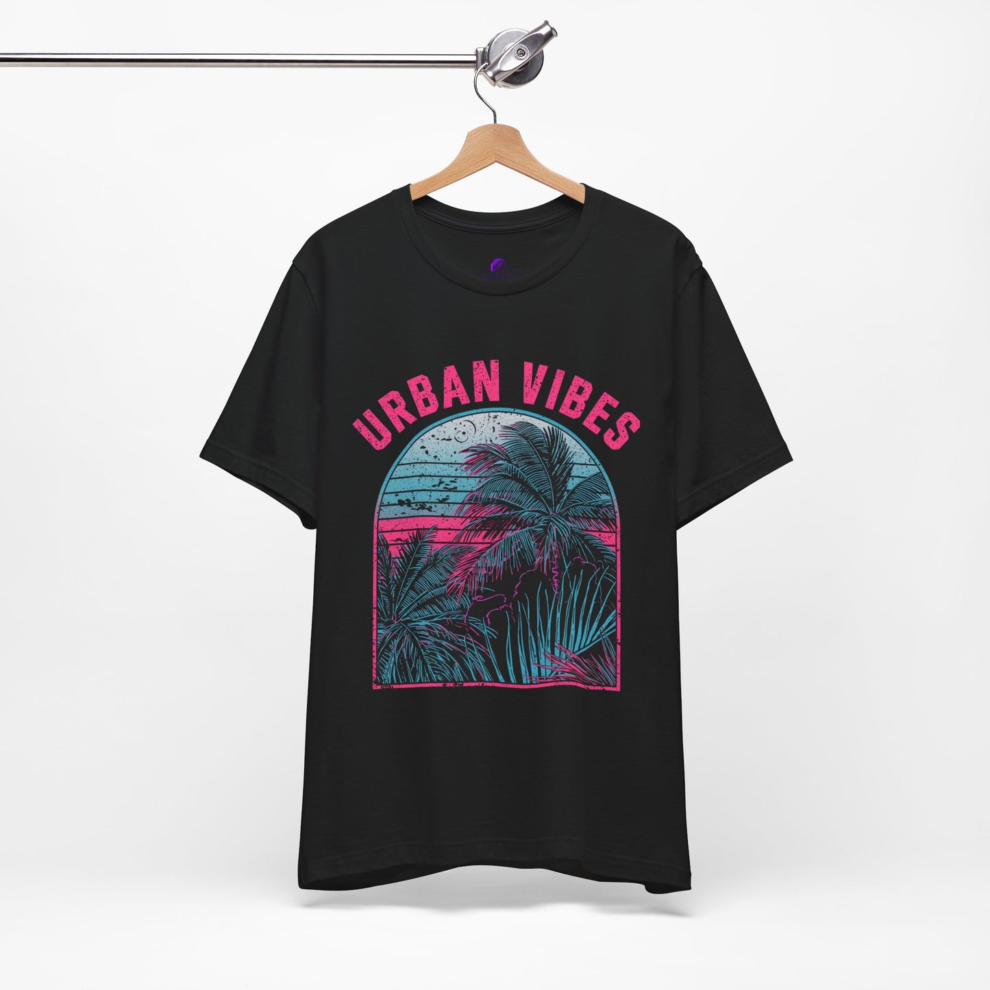 Urban Vibes Palm Tee — Retro Neon Tropical Graphic T-Shirt