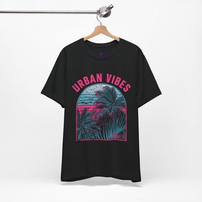 Urban Vibes Palm Tee — Retro Neon Tropical Graphic T-Shirt