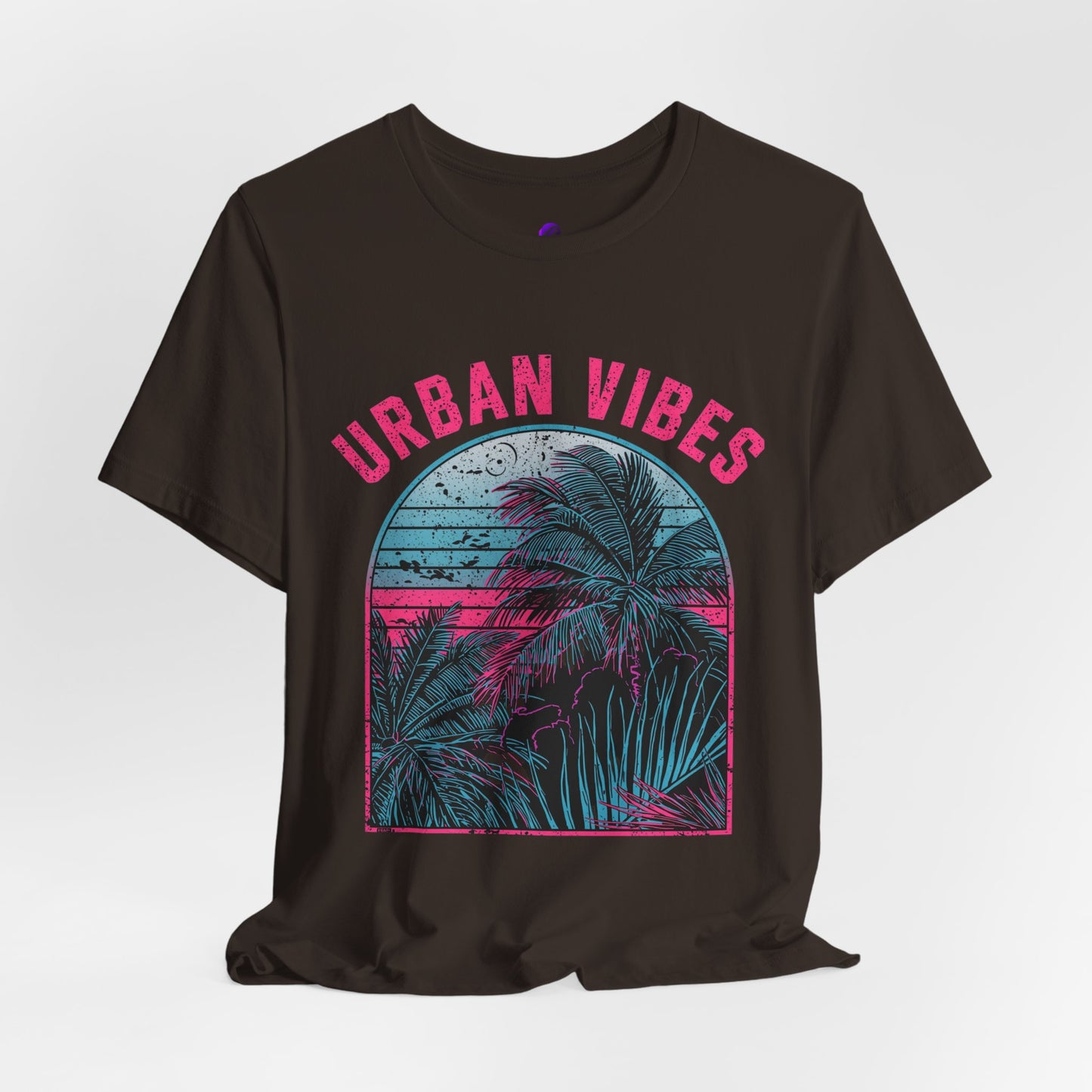 Urban Vibes Palm Tee — Retro Neon Tropical Graphic T-Shirt