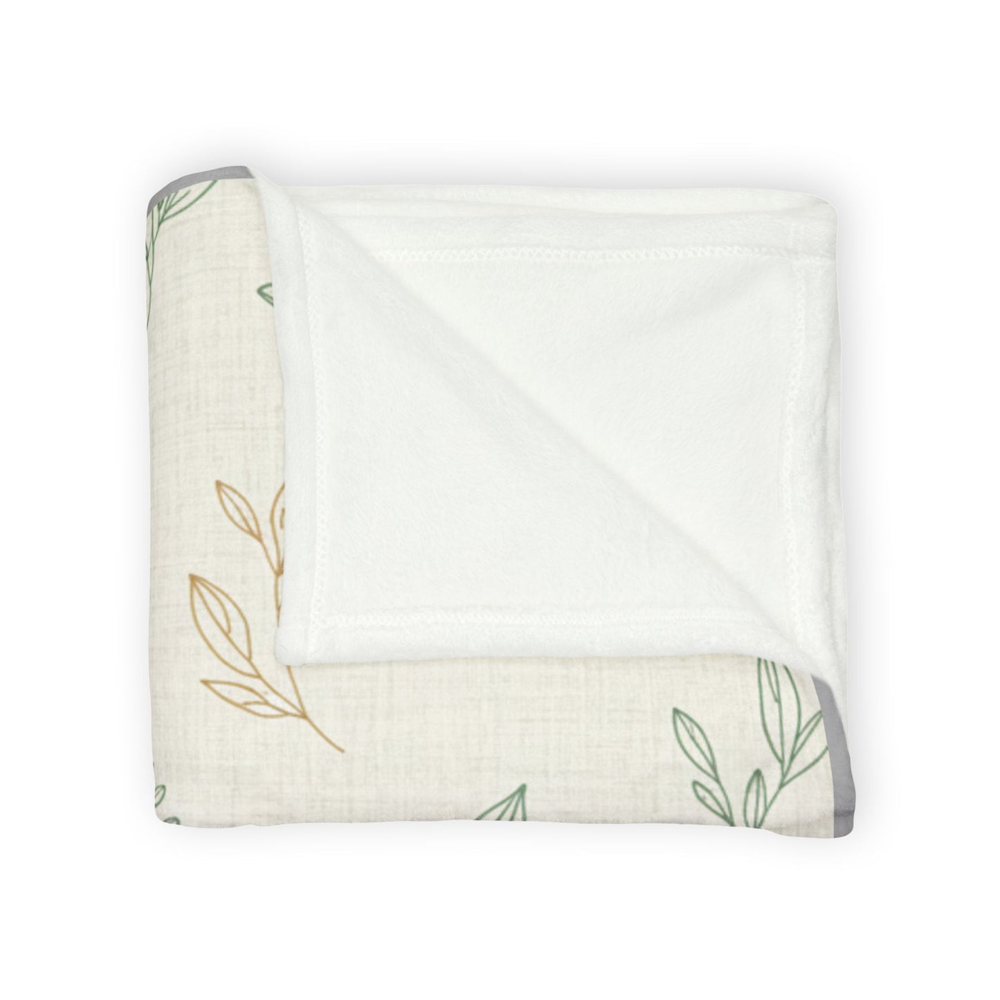 Botanical Leaf Throw Blanket — Soft Polyester Neutral Floral Nursery Blanket
