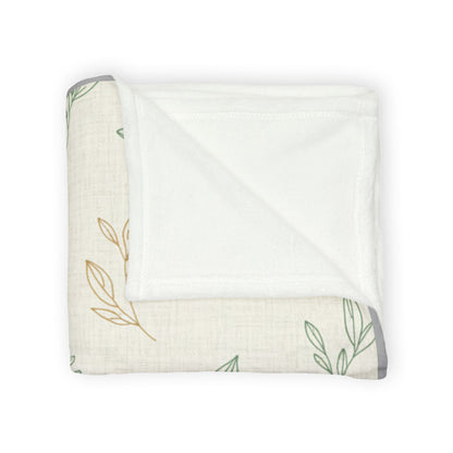 Botanical Leaf Throw Blanket — Soft Polyester Neutral Floral Nursery Blanket