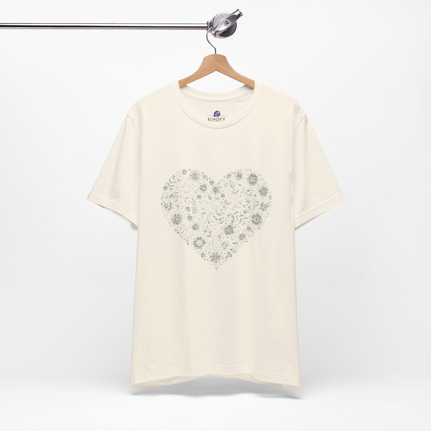 Floral Heart Tee — Delicate Botanical Heart Short Sleeve Shirt