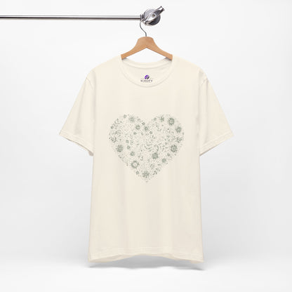 Floral Heart Tee — Delicate Botanical Heart Short Sleeve Shirt