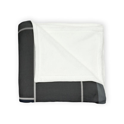 Geometric Navy Patchwork Soft Polyester Blanket — Modern Cozy Throw