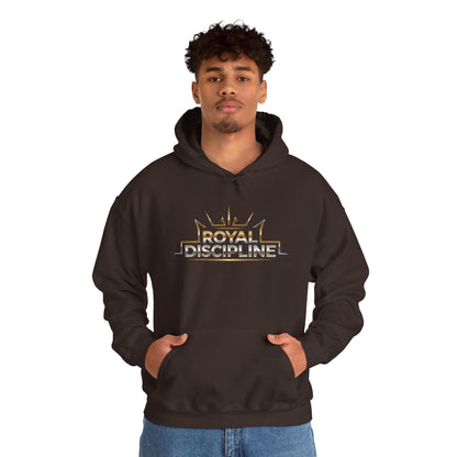 Discipline & Hustle Hoodie — “Royal Discipline” Front Logo, “Rise. Grind. Conquer.” Back Motivational Pullover