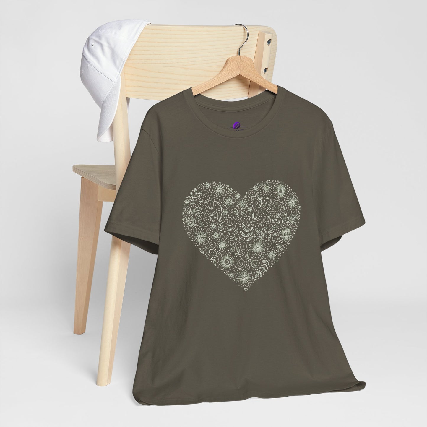 Floral Heart Tee — Delicate Botanical Heart Short Sleeve Shirt
