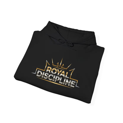 Discipline & Hustle Hoodie — “Royal Discipline” Front Logo, “Rise. Grind. Conquer.” Back Motivational Pullover
