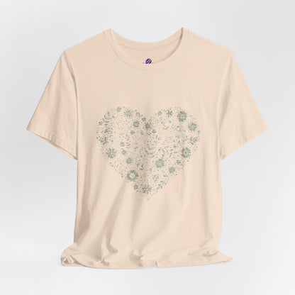 Floral Heart Tee — Delicate Botanical Heart Short Sleeve Shirt