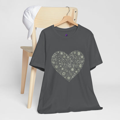 Floral Heart Tee — Delicate Botanical Heart Short Sleeve Shirt