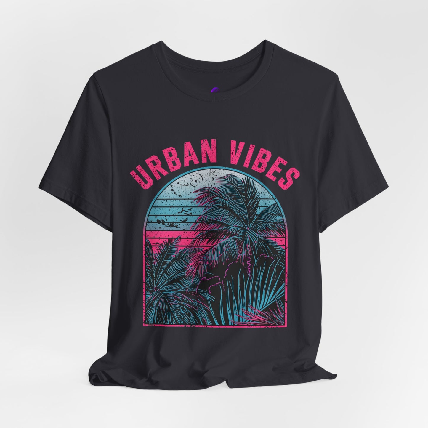 Urban Vibes Palm Tee — Retro Neon Tropical Graphic T-Shirt