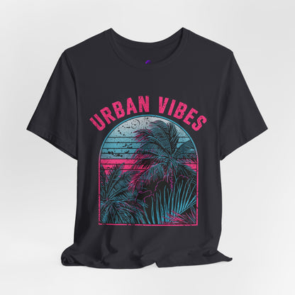 Urban Vibes Palm Tee — Retro Neon Tropical Graphic T-Shirt