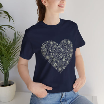 Floral Heart Tee — Delicate Botanical Heart Short Sleeve Shirt