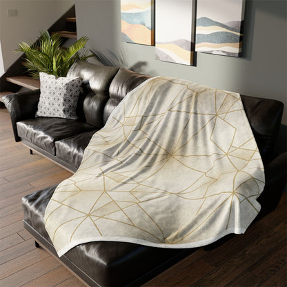 Geometric Gold Lines Plush Blanket — Elegant Modern Throw for Living Room & Bedroom