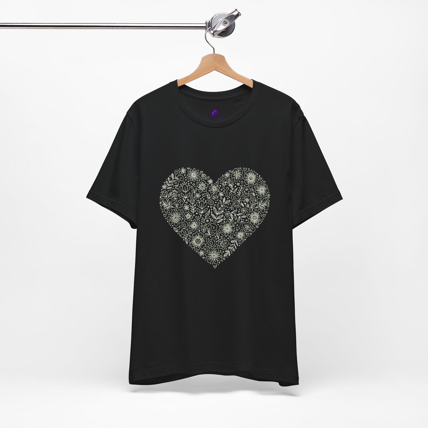 Floral Heart Tee — Delicate Botanical Heart Short Sleeve Shirt
