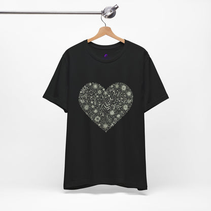 Floral Heart Tee — Delicate Botanical Heart Short Sleeve Shirt