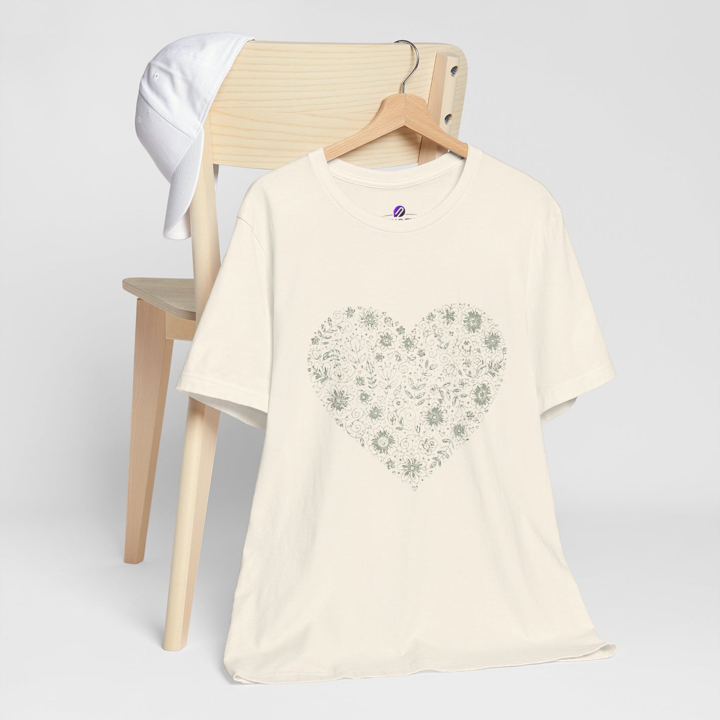 Floral Heart Tee — Delicate Botanical Heart Short Sleeve Shirt