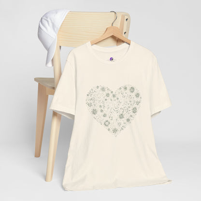 Floral Heart Tee — Delicate Botanical Heart Short Sleeve Shirt