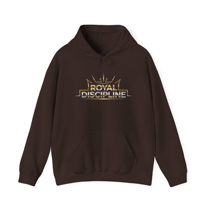 Discipline & Hustle Hoodie — “Royal Discipline” Front Logo, “Rise. Grind. Conquer.” Back Motivational Pullover