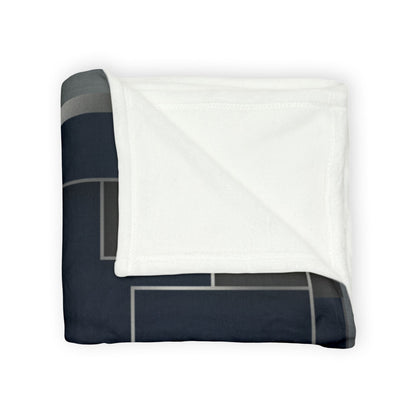 Geometric Navy Patchwork Soft Polyester Blanket — Modern Cozy Throw