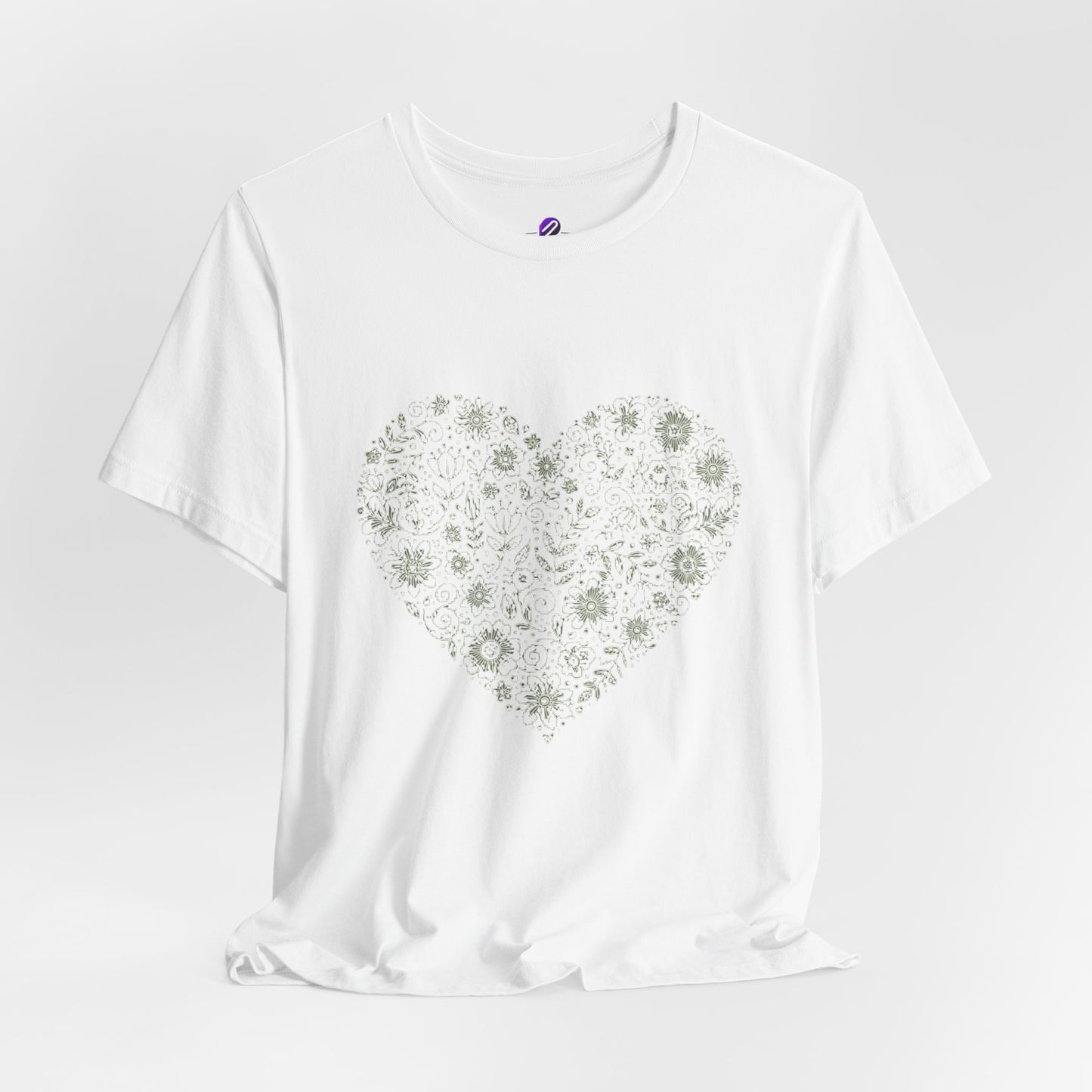 Floral Heart Tee — Delicate Botanical Heart Short Sleeve Shirt