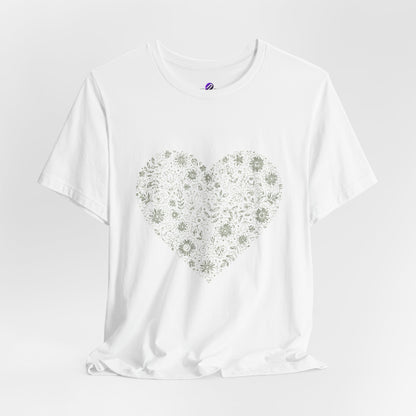 Floral Heart Tee — Delicate Botanical Heart Short Sleeve Shirt