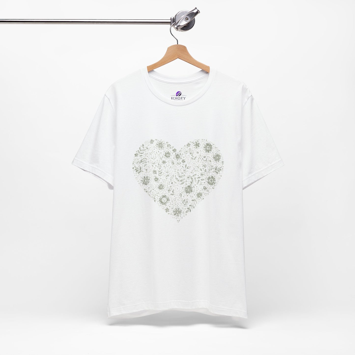 Floral Heart Tee — Delicate Botanical Heart Short Sleeve Shirt