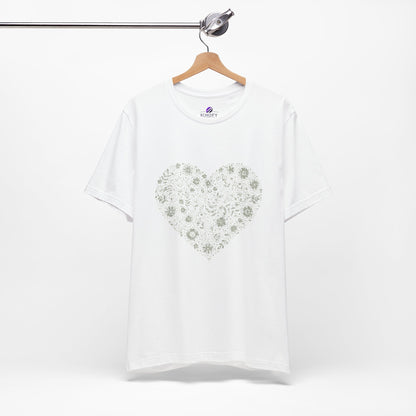 Floral Heart Tee — Delicate Botanical Heart Short Sleeve Shirt