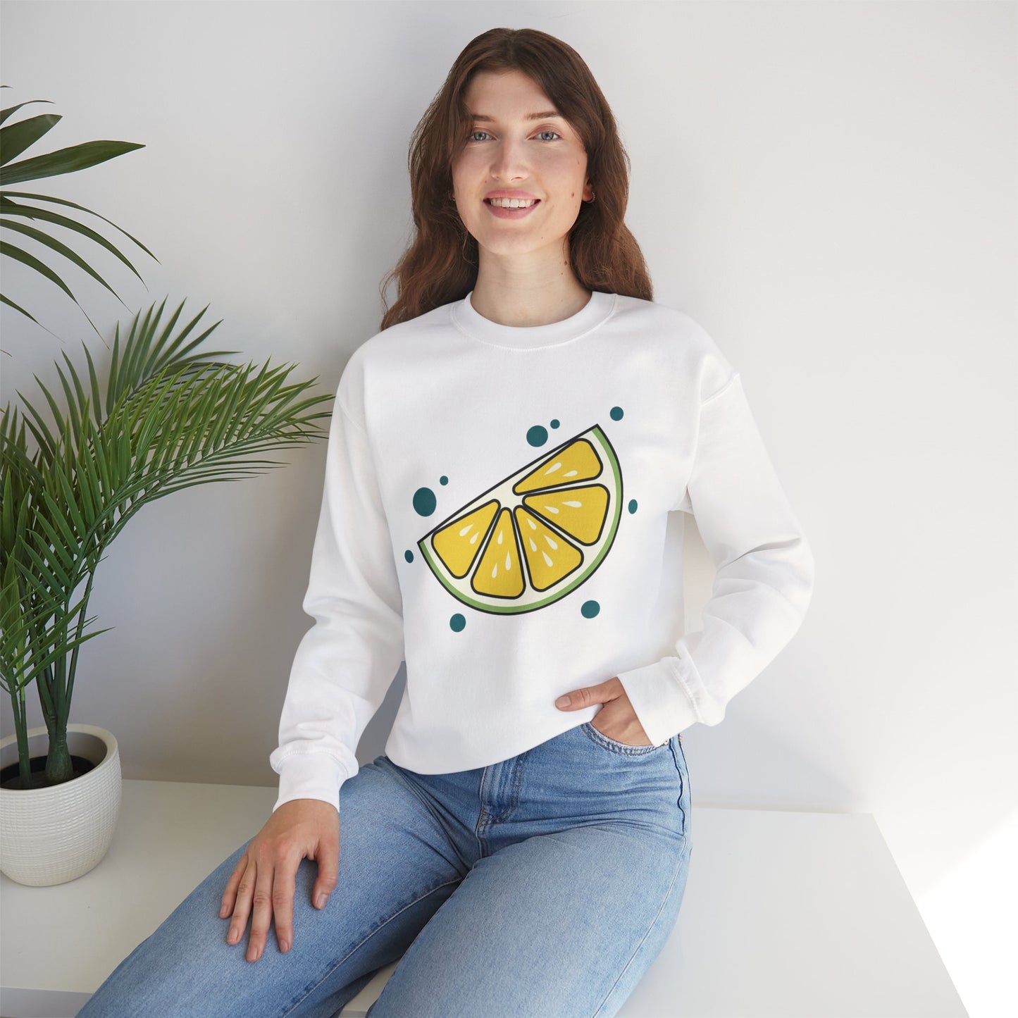 Lemon Slice Crewneck Sweatshirt — Cute Citrus Graphic