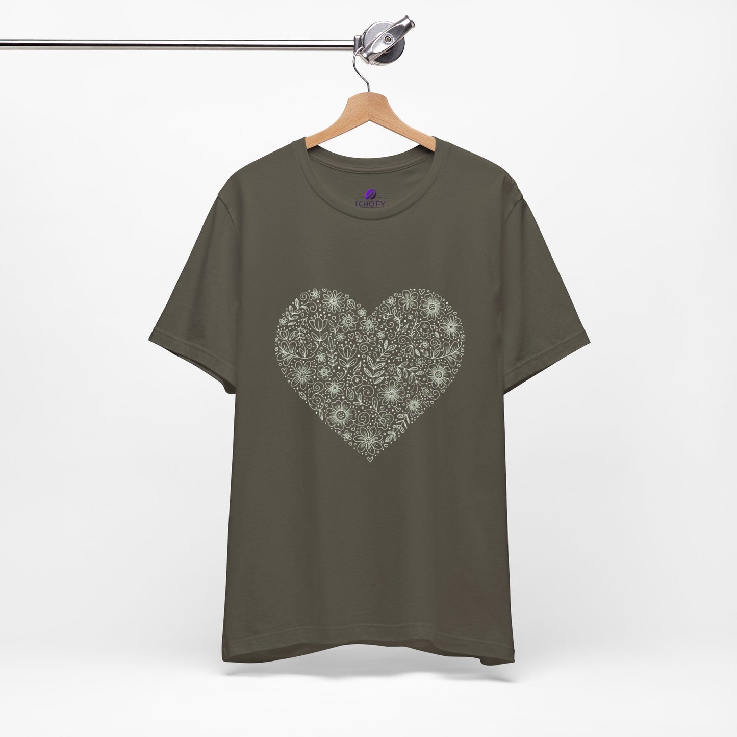 Floral Heart Tee — Delicate Botanical Heart Short Sleeve Shirt