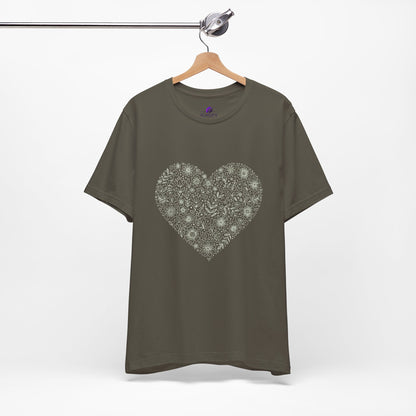 Floral Heart Tee — Delicate Botanical Heart Short Sleeve Shirt